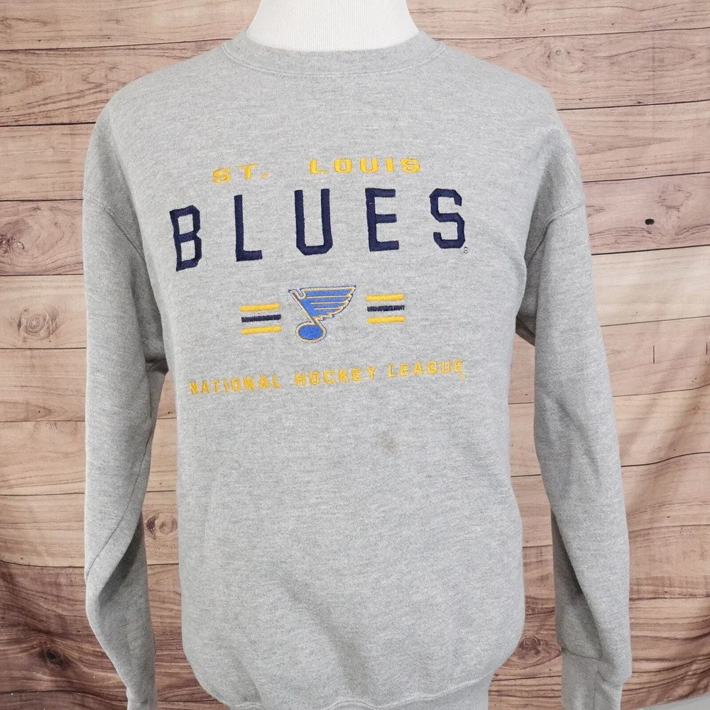 VINTAGE ST LOUIS BLUES HOCKEY EMBROIDERED LEE SPORT CREW NECK SWEATSHIRT SZ L - Picture 2 of 8